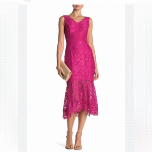 NANETTE Lepore Lace Midi Passion Pink Dress Size 2